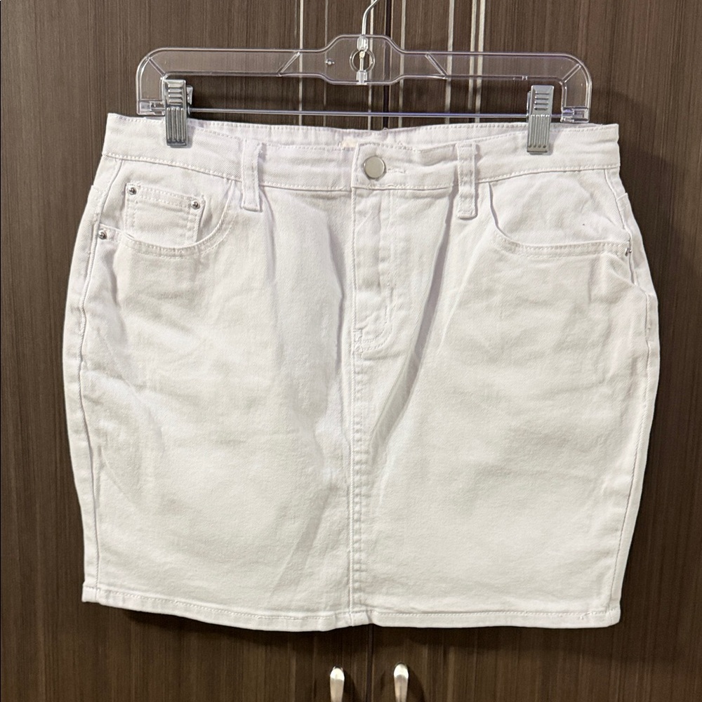 Classic White Denim Mini Skirt